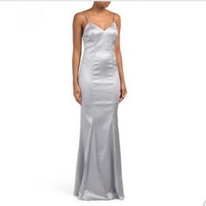 NWT Lotus Threads Long Satin Slip Dress Silver